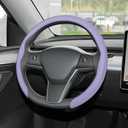 Frani Nappa Leather Steering Wheel Cover,Universal Fit 15 Inch-Premium Non-Slip Breathable Comfort Grip for Cars Trucks SUVs,Anti-Slip Durable Interior Upgrade Light Purple