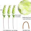 YalzoneMet 3Pcs Light Green Delphinium Artificial Flower Long Stem for Tall Vase 31.5'' Real Touch Fake Larkspur Latex Big Delphinium for Home Decor Floor Vase Flora Table Centerpiece