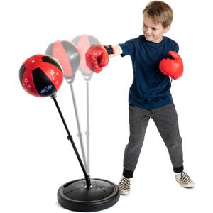 NSG Punching Bag for Kids & Boxing Gloves Set - Adjustable Freestanding Speed Bag with Spring-Loaded Stand, Junior Boxing Gloves & Hand Pump - Portable, Easy Assembly for Boys, Teens, Toddlers Ages 4+ (One Size)