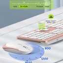 Wireless Keyboard and Mouse Combo, Full Size Slim Thin Cordless Keyboard Mouse with Numeric Keypad, Quiet Computer Keyboard Mice Set 2.4G Stable Connection Adjustable DPI (Rose Gold)