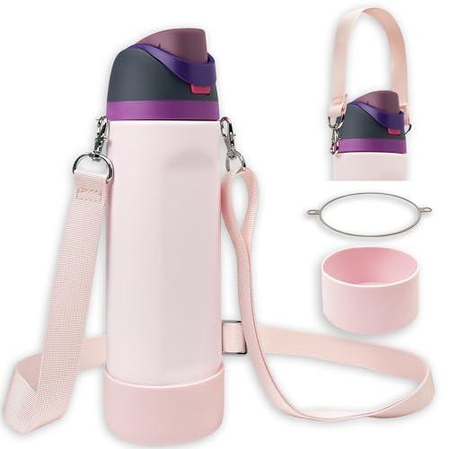 SITKOL Silicone Boot Set for Owala Water Bottle - 40 oz, Pink, Sports Bottle Accessories, Fits Owala FreeSip & Tumbler, Non-Slip Sleeve, Shoulder & Handle Straps