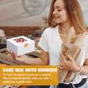 Honeydak 80 Pcs White Bakery Boxes with Window Cookie Boxes 6 x 6 x 3 Inches White Paperboard Treat Boxes 80 Pcs Spoon 500 Pcs Paper Cup 84 Pcs Stickers for Cookies Pastry Strawberries Macarons