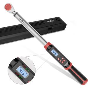 Leolee 1/2-Inch Drive Digital Torque Wrench with Angle, 7.38-147.5 Ft-Lb/10-200 Nm Electronic Torque Wrench with Preset Value, Data Storage, Buzzer, LED Flash Notification for Motorcycle, Car