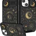 Funermei for iPhone 14/for iPhone 15 Plus Case - Women Girls Cute Phone Cover Girly Pretty Aesthetic Sun Moon Stars Unique Design with Camera Cover Funda for Apple for iPhone 14/for iPhone 15 Plus