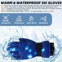 Valentines Day Kids Skiing Gloves,Ski Snow Glove for Boys Children Valentines Winter Snow Gloves 9-15 Years,Waterproof Winter Glove for Cold Weather Outdoor Activities Skiing,Snowboarding (Blue)