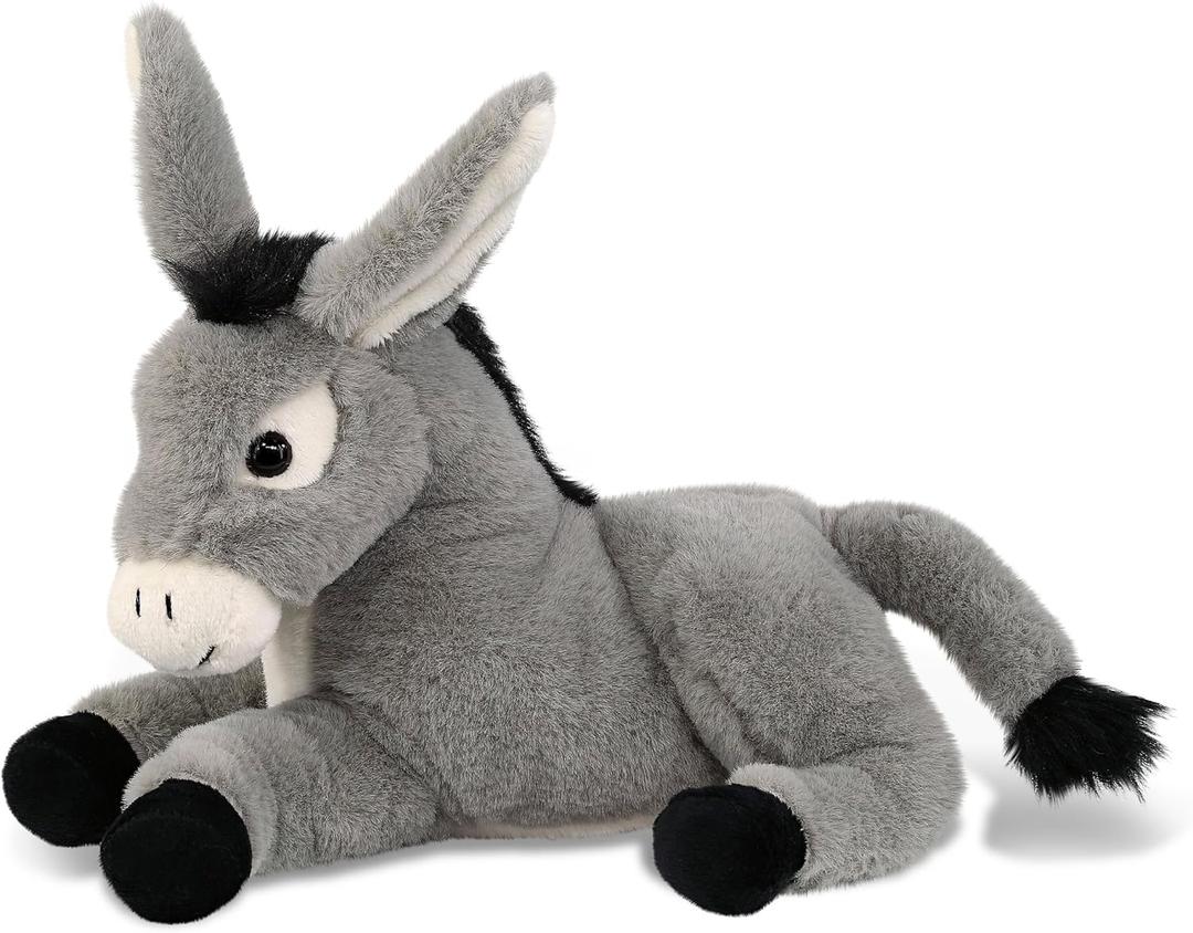 DolliBu Laying Donkey Stuffed Animal - Soft Huggable Donkey Plush Toy, Adorable Playtime, Cute Farm Life Cuddle Gifts, Super Soft Plush Doll Animal Toy for Kids and Adults - 9 Inches