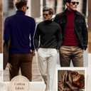 Ficerd 3 Pack Men's Turtleneck Shirts, Long Sleeve Cotton Pullover Sweaters Mock Neck Knitted T-Shirt Basic Slim Fit Tops (L)