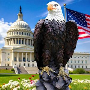 Bald Eagle Statue Outdoor - Large American Eagle Figurine, Garden Sculpture for Outside, Yard, Lawn Decor, Hand-Painted Weather-Resistant Resin, 24.4-Inch