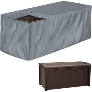 Patio Deck Box Cover Skyour Heavy Duty 420D Oxford Waterproof Bench Outdoor Storage Deck Boxes Covers Garden Furniture Table Ottoman Dust Cover (Gray, M: 51x23x28in)