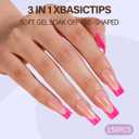 Misssix XBASICTIPS French Tip Press On Nails, 150Pcs French Gel Nail Tips Short Square, Soft Gel Pre-shaped No Need to File 3 in 1 Tips, Fake Nails for Nail Art DIY Extension Designs 15 Sizes