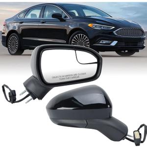 Passenger Side Mirror Compatible with 2016 2017 2018 2019 2020 2021 2022 Ford Fusion Non-Heated Manual Folding Rear View Mirror Replace FS7Z-17682-B Black 3 Pins, Right Passenger Side
