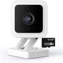 Cam V3 Smart Home Security Camera, Indoor/Outdoor Use, IP65-Rated 1080p Plug-in, Color Night Vision, Motion Detection, Two Way Audio, Works with Alexa, Google Assistant, Cam V3+32GB Micro SD Card