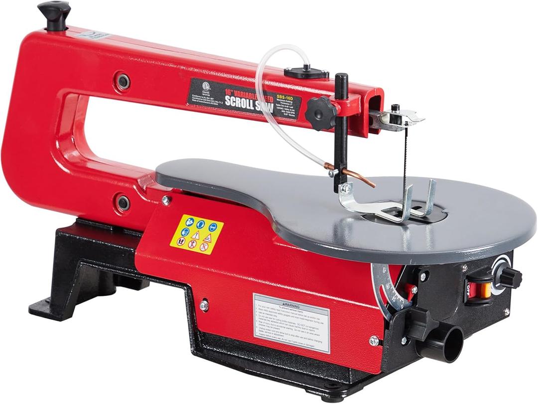 16-Inch Variable Speed Scroll Saw with Tilting Worktable 0-45°, Dust Port for Home Woodworking, Crafting Acrylic, and Making Detailed Cuts
