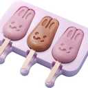 Cute Rabbit Popsicle Molds - Silicone Ice Pop Maker with 100pcs Popsicle Sticks - Easy Release Summer Homemade Popsicle Maker