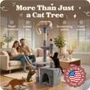 45-in Cat Tree for Indoor Cats with Built-in Laser Toy | Multi-Level Cat Tower with Plush Hammock, Cat House Scratching Posts, Cozy Condo Perch & Hanging Ball, Supports up to 22 LB, Gray