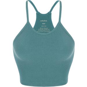 ODODOS Women's Crop Seamless Rib-Knit Camisole Strappy Racerback Crop Tank Tops, Sky Blue, Medium/Large