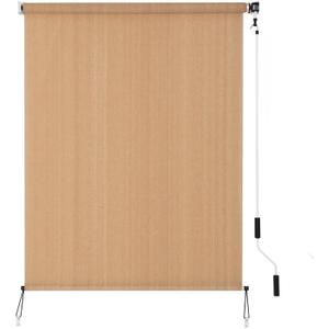 SMONTER Outdoor Sunshade Roller Shade 4'W x 8'H (48" Wx96 H), Exterior Cordless Roll Up Shades Blinds, UV Protection Shade Cloth with Crank Operation for Outside Windows Patio Porch Gazebo, Walnut
