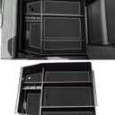 Center Console Organizer Tray for Ford F150 2021 2022 2023 2024 Accessories Interior Secondary Storage Armrest Box Insert Hidden Cubby Drawer (Full Console Seats ONLY) (Gray Trim)