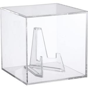 Clear Acrylic Souvenir Collectables Display Case Holder Box, Acrylic Easel Display Stand Box and Stand Holder for Watches Capsules Challenge Medals Chips Photo Crystal Carvings Display, 4Inch