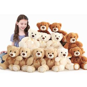 MaoGoLan 12 Pack Teddy Bears in Bulk, 14inch Small Stuffed Animals Teddy Bears for Baby Shower Wholesale Plushies for Themed Birthday Wedding Party Favors - 3 Colors