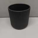 Amazon Basics Fluted Round Ceramic Planter, 8-inch, Black