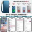 Defencase Compatible with iPhone 13 Case Wallet with RFID Blocking Card Holder for Women and Men, Fashion PU Leather Magnetic Snap Flip Zipper Strap Wallet Phone Case Fit for iPhone 13 6.1", Dark Blue