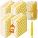 40 Count 360 Heavy Duty 2 Sided Duster Refills Compatible with Swiffer, Large Size-Extra Thick Disposable Electrostatic Feather Duster Refill with 1 Short Handle for Furniture, Blinds, Ceiling (Yellow)