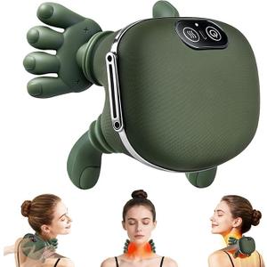 BTUASSDY Cordless Shiatsu Neck and Shoulder Massager with Heat  4D Deep Tissue Kneading Massager for Pain Relief, Rechargeable Electric Back Massager  Green