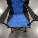 Oversized Camping Chair Folding Heavy Duty Quad Outdoor Large Lawn Chairs Portable Support 400 lbs Padded Thicken Oxford with Armrests, Storage Bag, Cup Holder, Carry Bag for Outside(Blue)