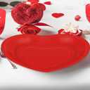 QZYL 50 PCS Valentines Paper Plates, 9-inch Valentines Red Heart Plates, Disposable Heart Shaped Paper Decor, Birthday Party Decorations Wedding Table Decor Party Supplies Love Party Decor