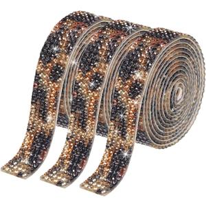 MECCANIXITY 3 Roll 3 Yard 12mm Self Adhesive Crystal Rhinestone Diamond Ribbon for Arts & Crafts Project, Wedding Cakes, Birthday Decorations Black,Brown