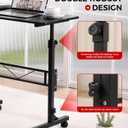 Standing Desk Adjustable Height, Mobile Stand Up Desks with Wheels Small Computer Desk Rolling Desk, Portable Laptop Desk Black Standing Table Sit Stand Home Office Desks 16"x31.5" Height 27"-43.5"