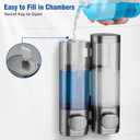 Shampoo and Conditioner Dispenser 2 Chamber No Drill, Shower Soap Pump Dispenser Wall Mounted, Body Wash Dispenser for Shower, Shower Gel Dispenser Shampoo Holder for Bathroom Accessories, Gungrey