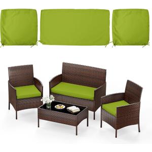 3 Pack of Outdoor Seat Cushion Replacement Set Suitable for 4 Pieces of Wicker Rattan Furniture Terrace Guest Set Sofa Chair (36x18x2, 18x18x2), Only Cover