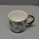 Sweet Water Decor Green Delft Coffee Mug, Vintage Green Floral Design with Gold Handle & Rim, 14oz Fine Bone China Tea Cup, Cute Gifts for Mother's Day, Baby Shower, Christmas & Mom's Birthday