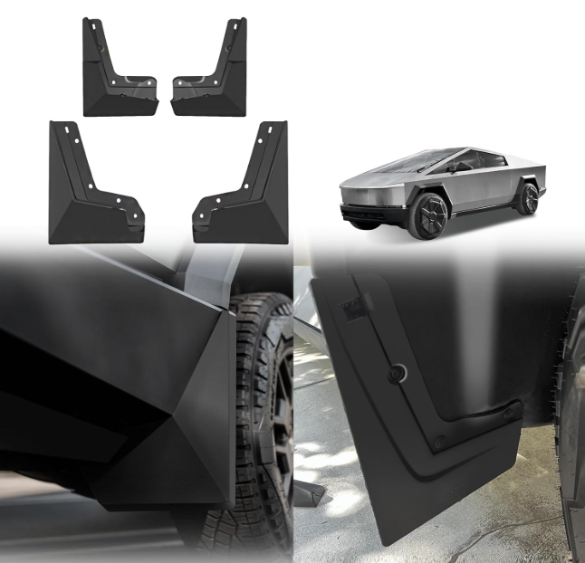 BestEvMod Upgrade Mud Flaps Splash Guards Compatible with Tesla Cybertruck 2026 2025 2024 Splash Fender OEM Style ABS Winter Sediment Dirt Protection Set of 4 No Need to Drill Full Cover