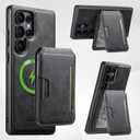 JCGOOD Magnetic Case for Samsung Galaxy S25 Ultra with 2in1 Detachable Card Holder, Military Protection, Flip Kickstand, Compatible with MagSafe &Wireless Charging, Brown Leather Phone S25Ultra Cover
