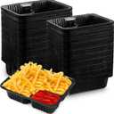 200 Pcs Nacho Trays 6x5 Inch Disposable Plastic Nacho Cheese Trays 12 oz Nacho Containers for Movie Night Party Supplies (Black)