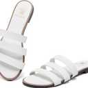 Women's Flat Sandals Dressy Open Toe Round Toe Slide Sandals Comfortable Casual Beach Slip on Slippers for Summer, Size 11