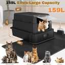 XXXL Jumbo Drawer Stainless Steel Cat Litter Box with Lid, Flully Enclosed, 28”Lx20"Wx17"H Extra Large for Maine Coon, Big Cats & Multi-Cats, Odor Control, Non-Stick, Leak-Proof, Easy Cleaning (Black)