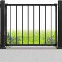 SunCrafts Deck Fence Gate Outdoor, 32''H Gate for 36''H Deck, Black Heavy Duty Steel Anti-Rust Door with Customizable Width (Up to 48"), Metal Gate for Residential, Yard, Patio(No Hinge)