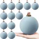 12 Pcs Velvet Christmas Ball Ornaments - 4 Inch Dusty Blue Flocked Christmas Tree Balls Decorative Hanging Ornaments for Xmas Tree, Wreath, Garland or Wedding Holiday Party Decoration