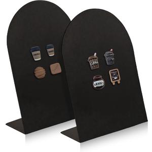 Desk Magnetic Message Board, Metal Bulletin/Memo Board with Magnetic Pen Holder and Flower Pins with Stand, Souvenir/Photo Display Board for Home, Office, Dormitory, Apartment, 8 * 11Inch (Black)