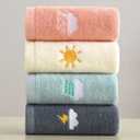 RUIBOLU Hand Towels for Bathroom Set 4 Piece, 100percent Cotton Bath Towel , Face Soft Highly Absorbent Adults and Children Kitchen, 14x29 Inch (Pink White Blue Gray)