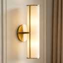 Contemporary Soft Light Linen Wall Sconce - Modern Horizontal/Vertical Vanity Light for Bedroom, Living Room, Bathroom - Hardwired (16.5" H)