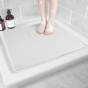 Hargiis Non-Slip Bathtub Mat, Anti Slip Shower Mat, Fast Drying Bathtub Mats, Foot Scrubber Mat, Anti Slip Mat for Tub, Floor, Bathroom, Kitchen, Home, Hotel (White 24"×24")
