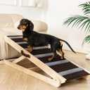 Dog Ramp for Bed, Adjustable & Folding with 6 Adjustable Height, Rugged, Anti-Slip, Dog Ramp for Couch, Folding Portable Wooden Pet Ramps, for Small & Large Dogs & Cats (Black)