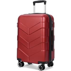 TILYMOL Hardside Carry On Luggage 22x14x9 Airline Approved with Spinner Wheels, 20-inch Carry-On Suitcase for Women & Men, Red