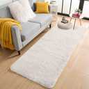 OLANLY 2x5 Machine Washable Runner Rugs for Hallway, Soft Fluffy Shaggy Bedside Rugs for Bedroom, Living Room, Indoor Floor Carpet for Kids Girls and Boys, Nursery Rooms, Home Decor Aesthetic, Ivory