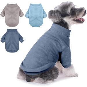 GYALAPERI Dog Sweater, 3 Pack Dog Sweaters for Small Dogs Girl Boy, Ultra Soft Warm Puppy Clothes Dog Coat for Winter (Gray+Azure+Navy, Medium)